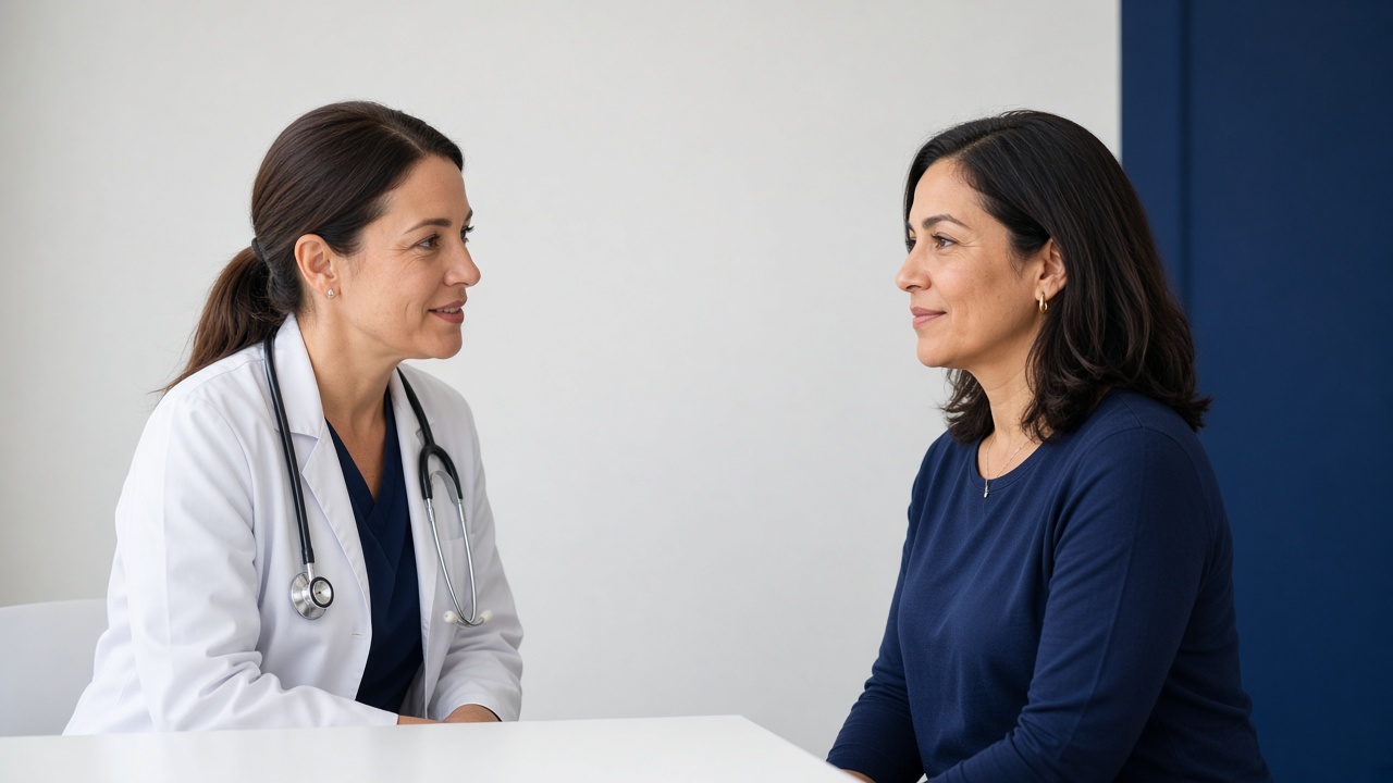 Pregnant patient during a prenatal checkup in a women's health clinic