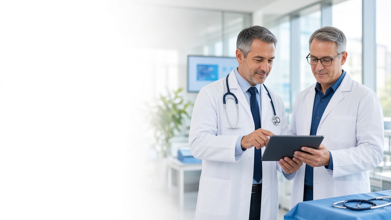 ipclinical-specialties 1 Physicians reviewing patient information on a tablet